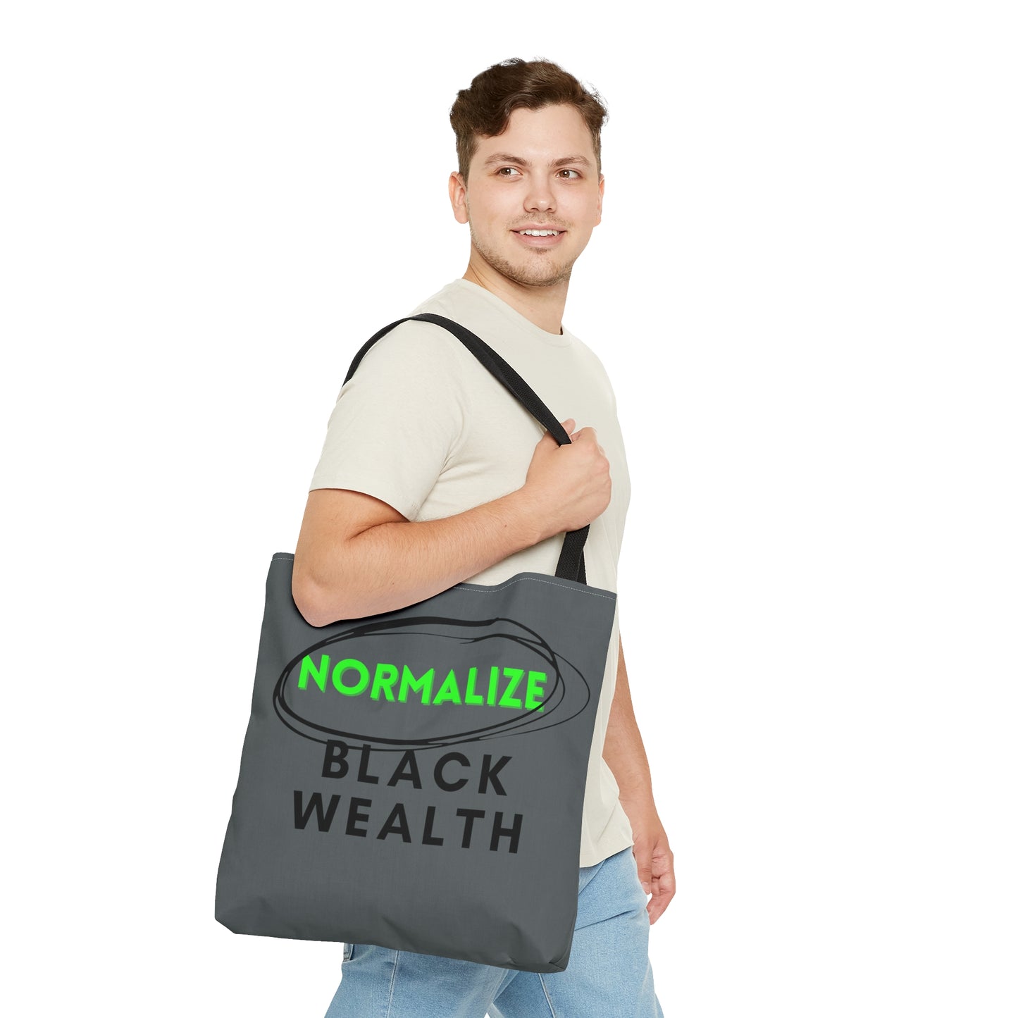 Gray and Black NBW Tote Bag