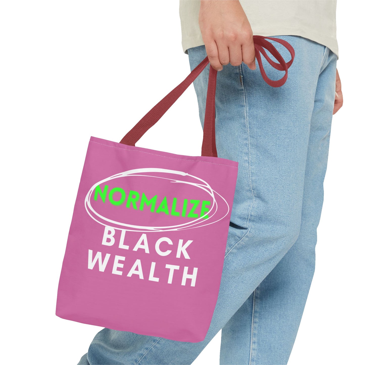 Normalize Black Wealth Tote Bag - Empowering Pink Eco-Friendly Carrier
