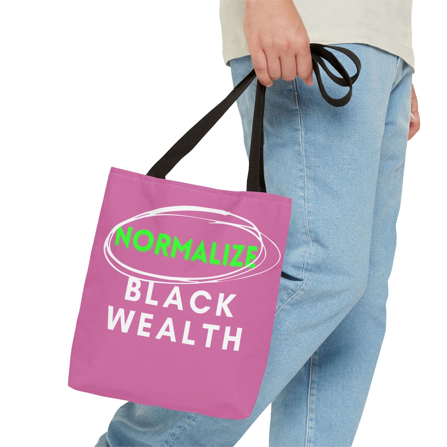 Normalize Black Wealth Tote Bag - Empowering Pink Eco-Friendly Carrier