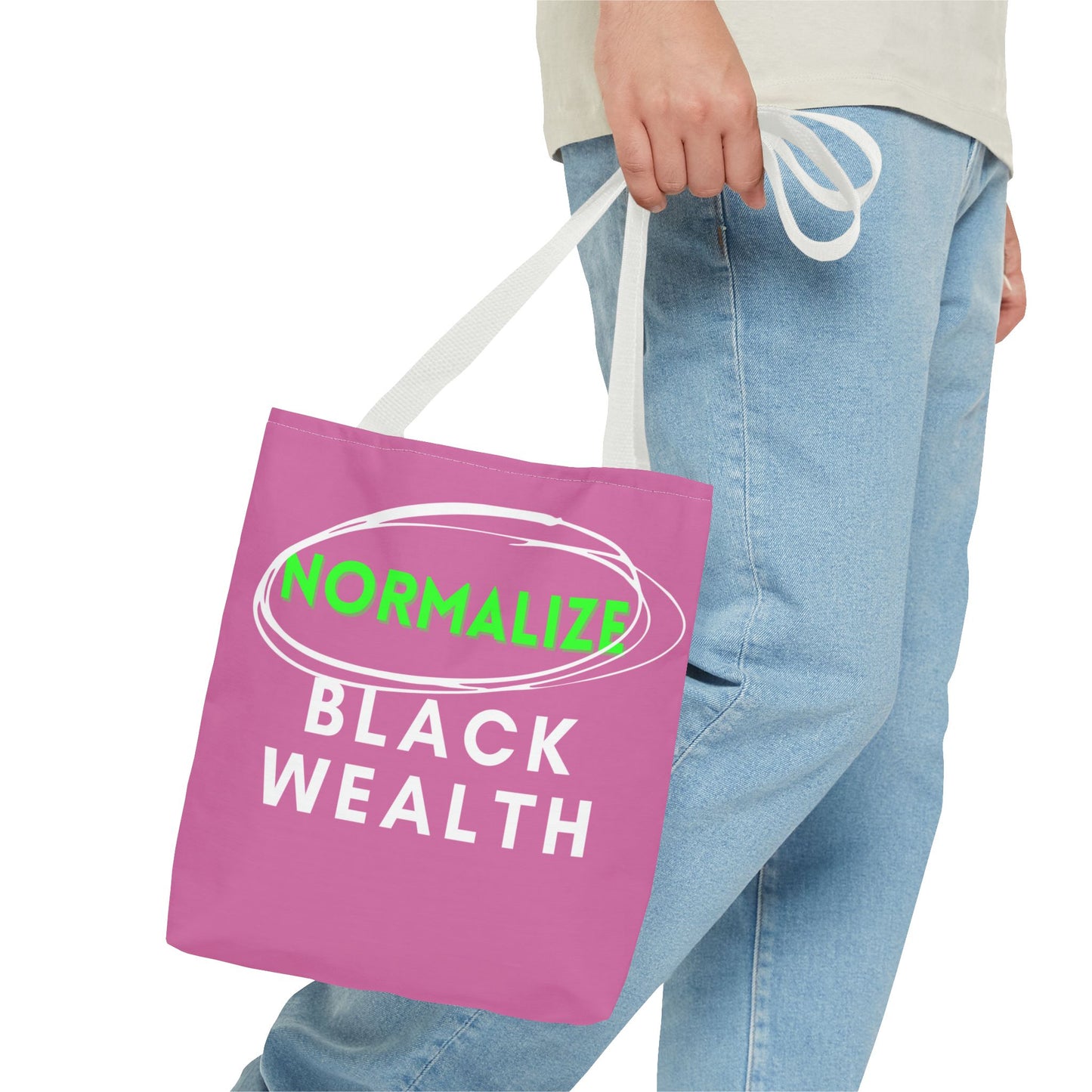 Normalize Black Wealth Tote Bag - Empowering Pink Eco-Friendly Carrier